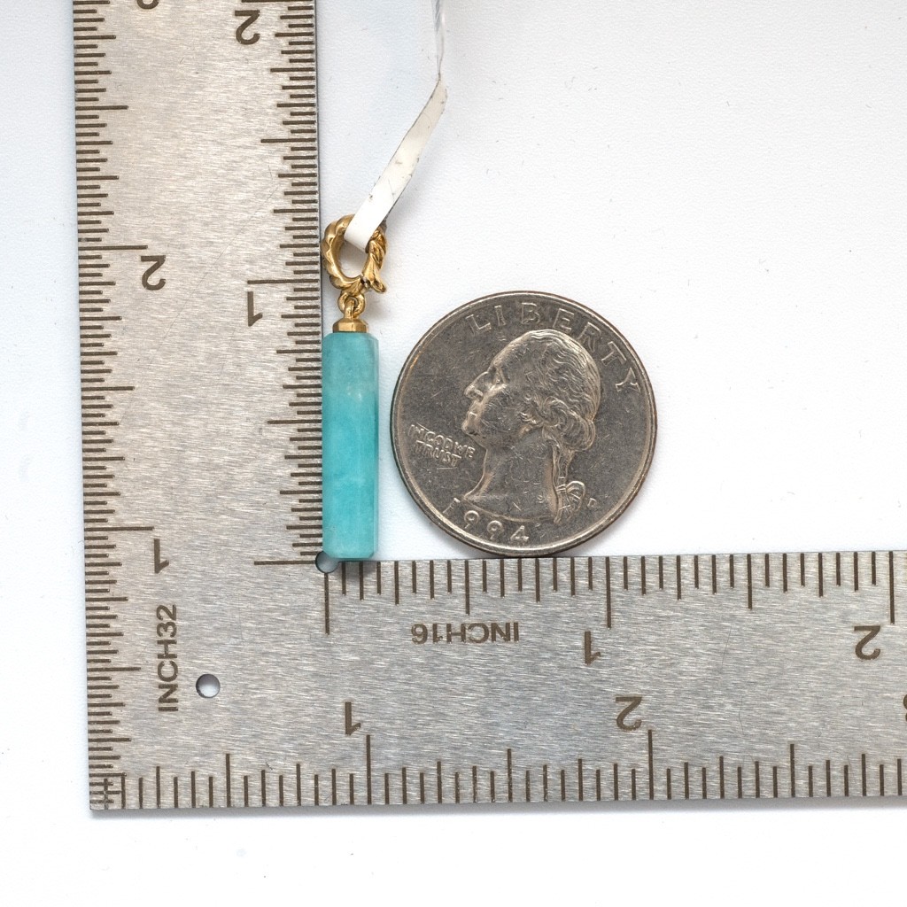 DAVID YURMAN New Ladies 20x5mm Barrel Charm Enhancer with Amazonite & 18K Gold