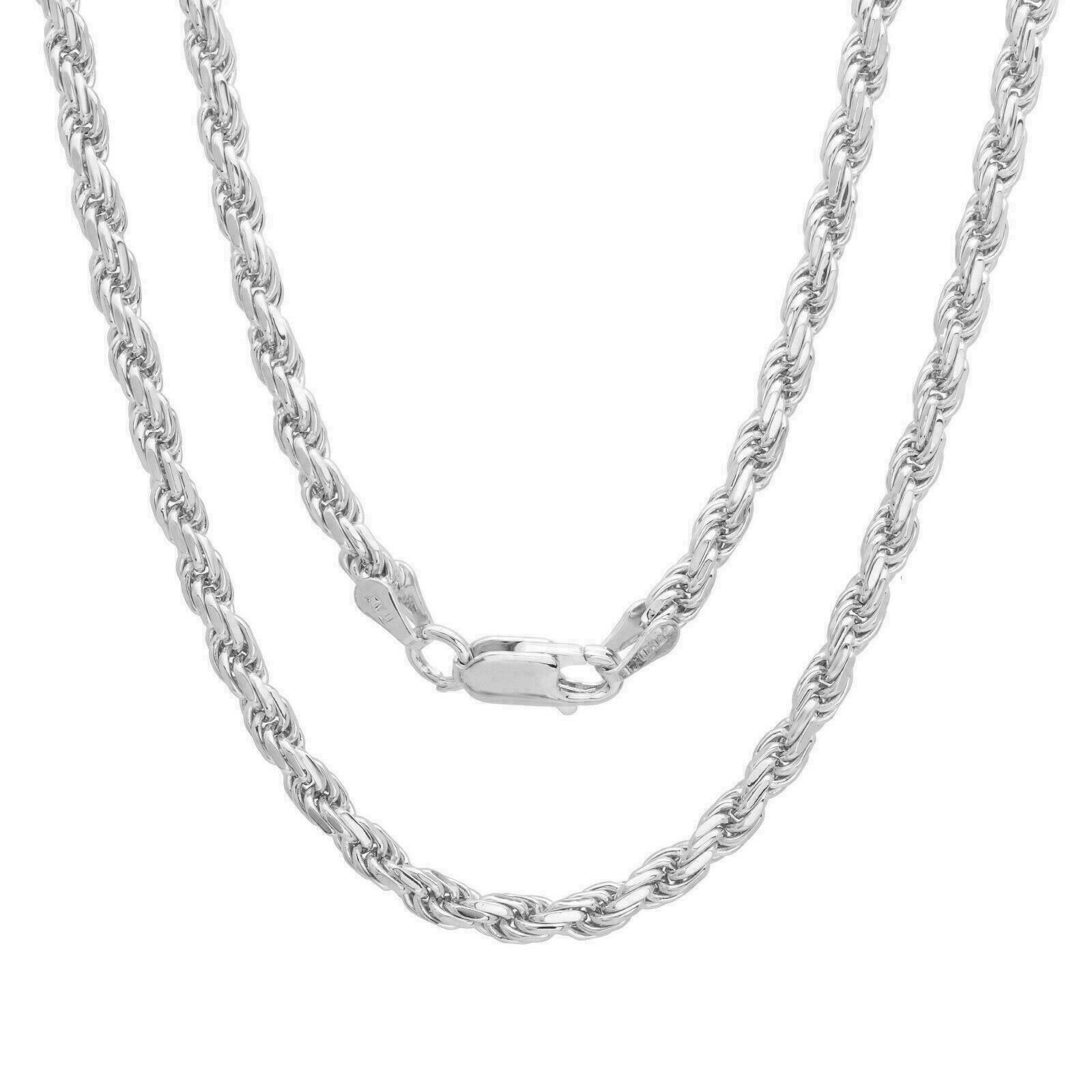 Solid Sterling Silver Italian Rope Chain Mens Woman 2mm 16”-30” NEW – Italy