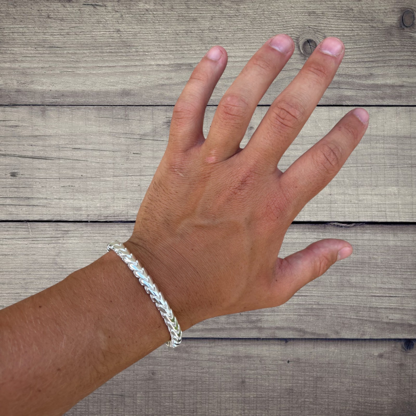 6mm Rounded Franco Link Bracelet – Real Solid 925 Sterling Silver MADE IN ITALY