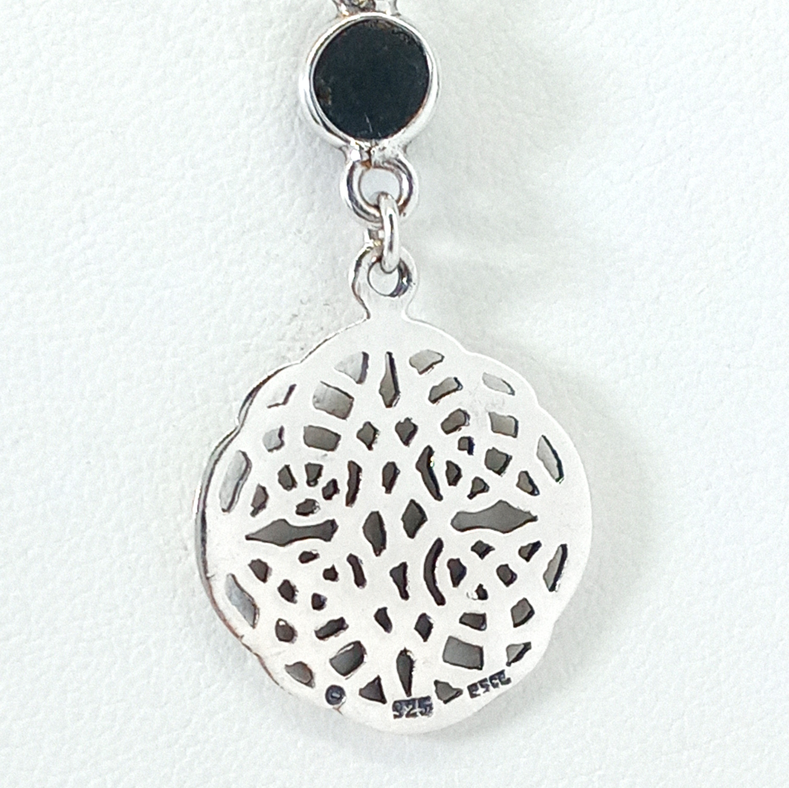 Vintage 925 Sterling Silver Black Onyx Celtic Knot Necklace