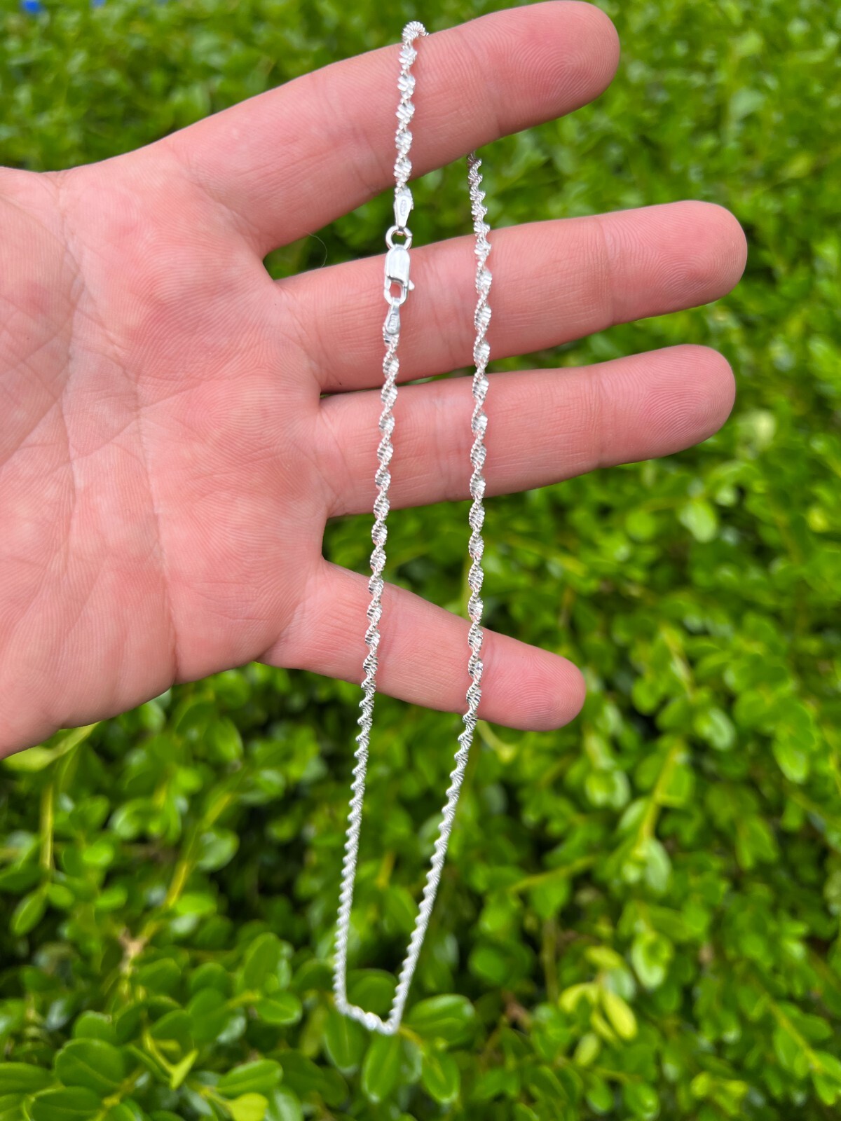 Real 925 Sterling Silver 2.5mm Loose Singapore Rope Chain Necklace Mens Ladies
