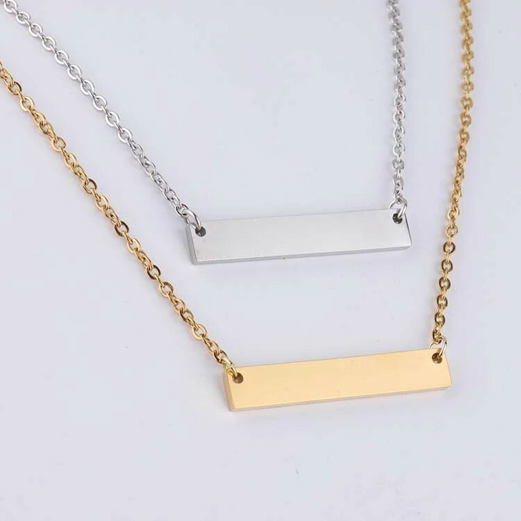 Personalized Engraved Bar Name necklace 18K Gold Plt women fashion gifts, Trendy