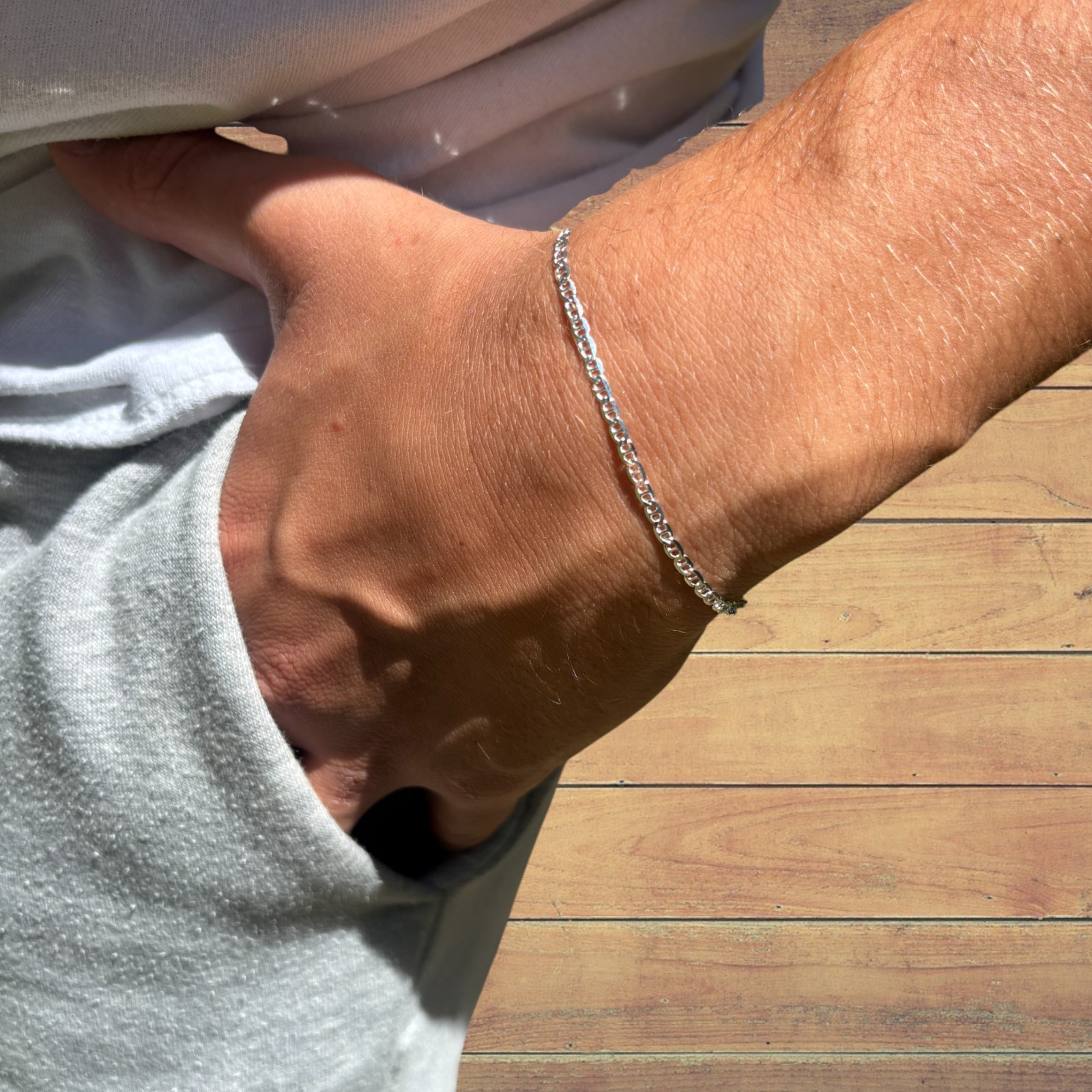 2.5mm Mariner Bracelet – Real Solid 925 Sterling Silver Or 14k Gold Vermeil