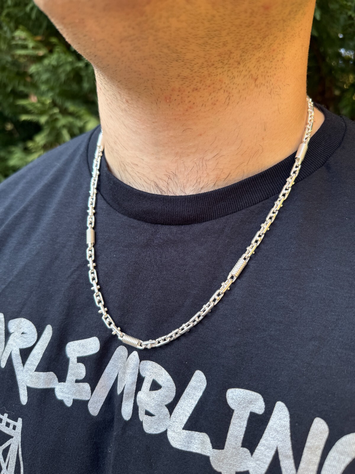 Real 925 Sterling Silver Handmade 5mm Spring Barrel Bullet Rolo Chain Necklace