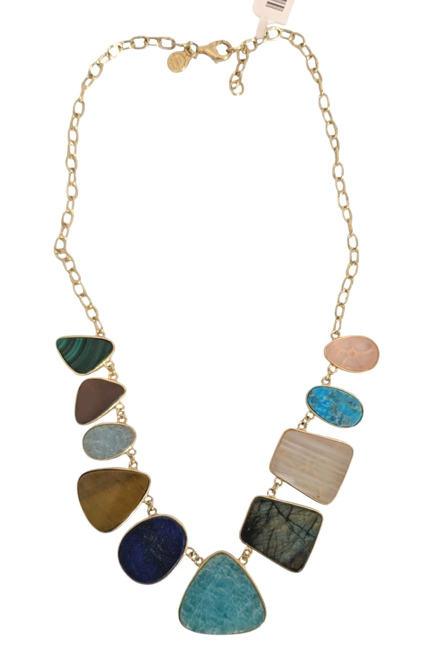 Rarities Freeform Multi-Gemstone Sterling SilverGold-Plated Necklace-NWT-$679