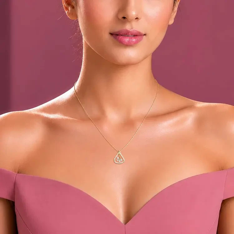 2.00 Ct Daffodil Diamond Pendant (Without Chain) 14k gold plated