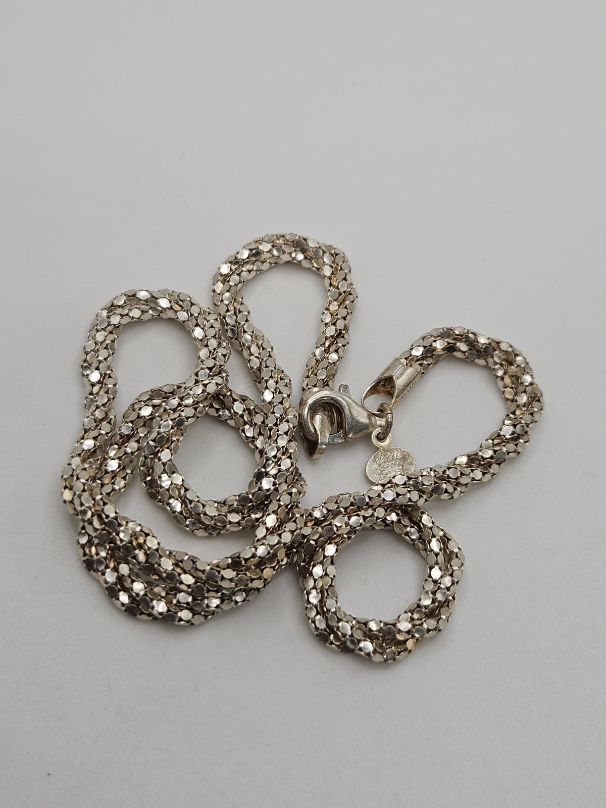 LaDea Bendata KA 1772 Italian Sterling Silver Popcorn Twisted 3 Strand Necklace