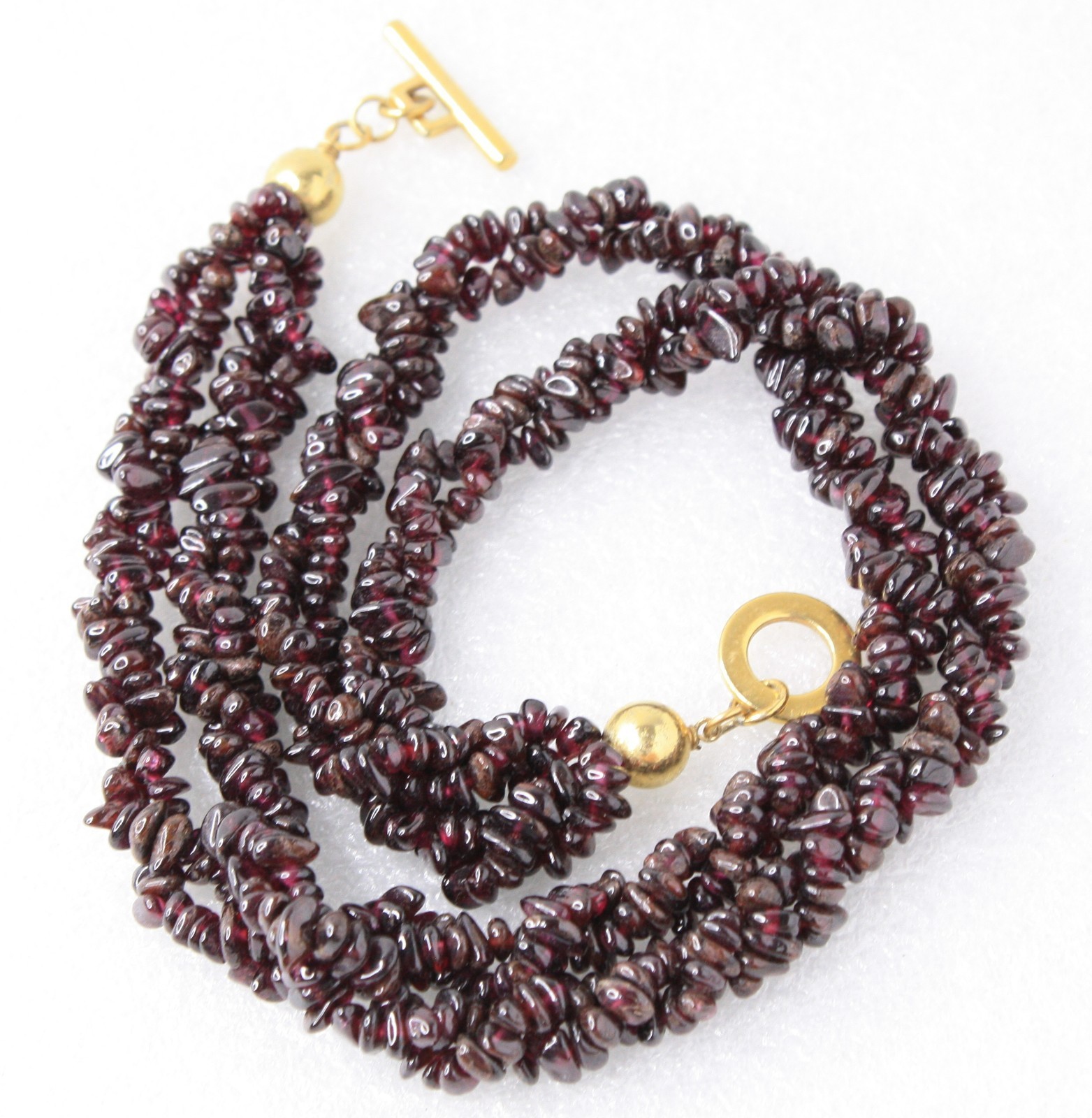 Multi-strand Natural Garnet Nuggets Necklace 18″ 138g