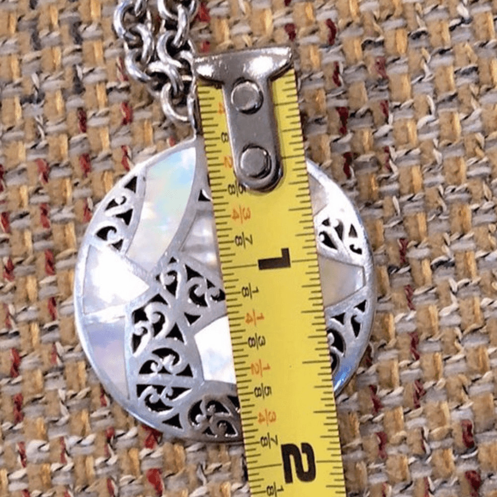 LOIS HILL Mother of Pearl Inlay Sterling Silver Cutout Pendant Toggle Necklace