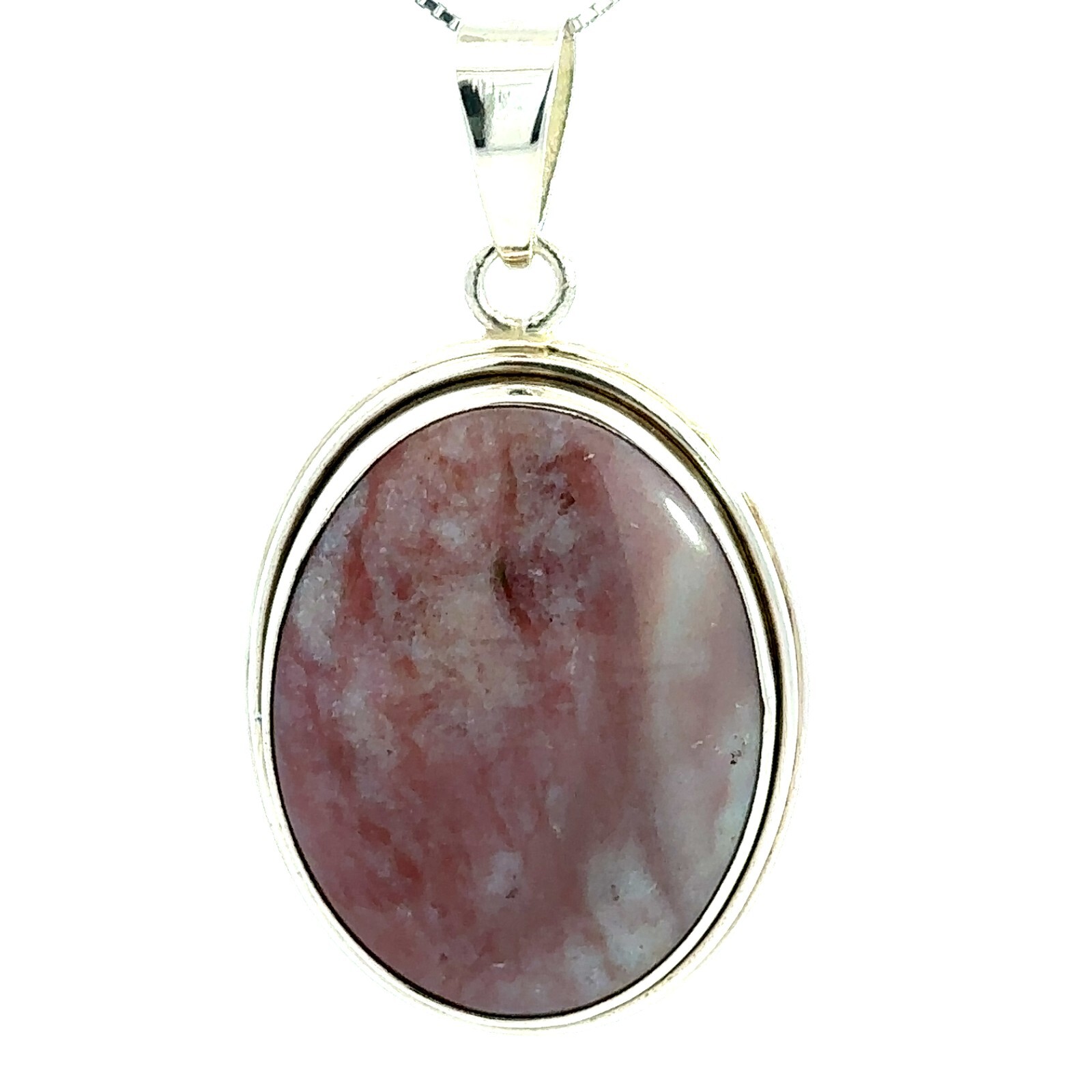 Sterling Silver Agate Pendant (1 3/8 x 2 3/8 Inch)