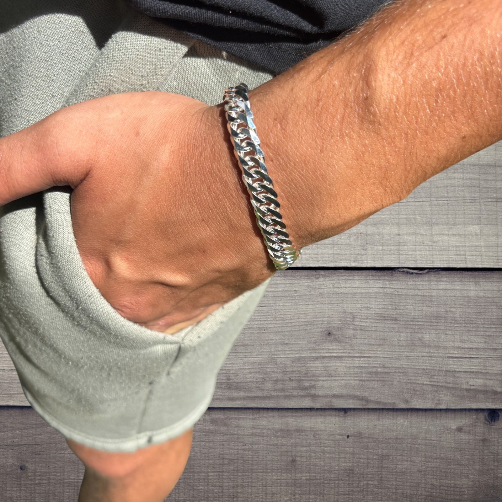 10mm Double Curb Link Bracelet – Real Solid 925 Sterling Silver MADE IN ITALY