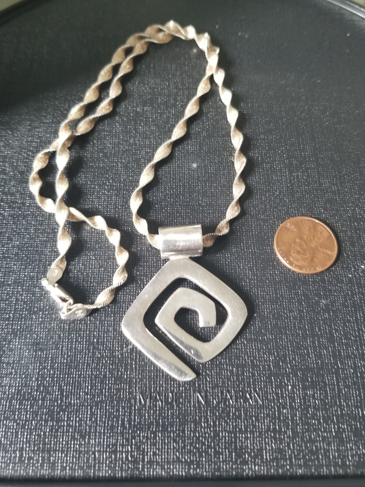 Sterling Silver Spiral Chain Pendant Necklace 18.5 20.2g FAS 925 Italy