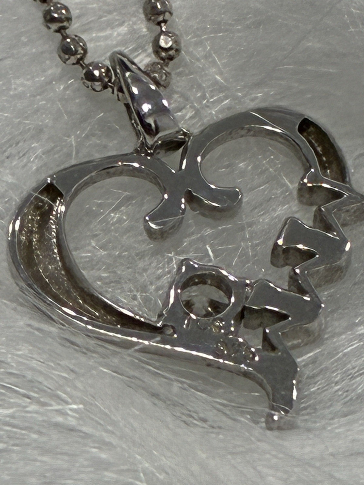 Sterling Silver 925 Heart Love Charm Pendant Ball Chain Lobster Clasp Signed
