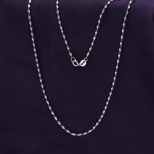 1.2mm Twisted Serpentine Chain 18″ Necklace for Women and Men Sterling Silver