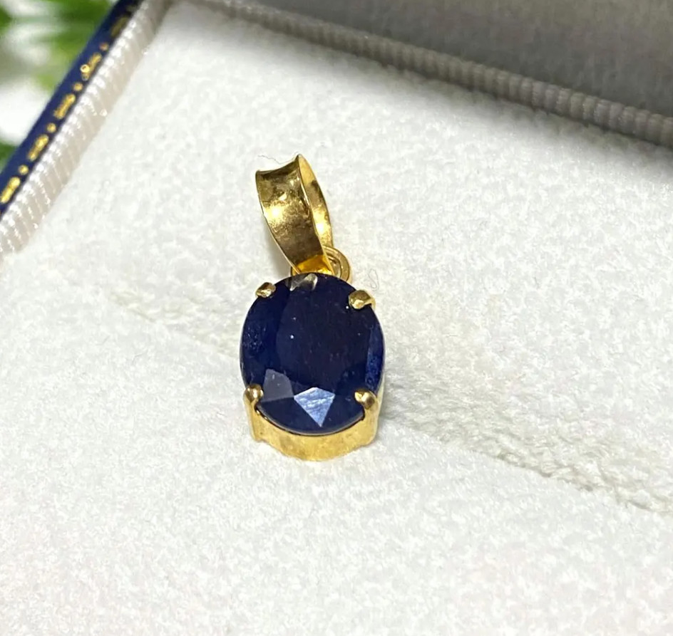 Genuine Blue Sapphire Birthstone Pendant Unisex Gift 925 Sterling Silver Jewelry