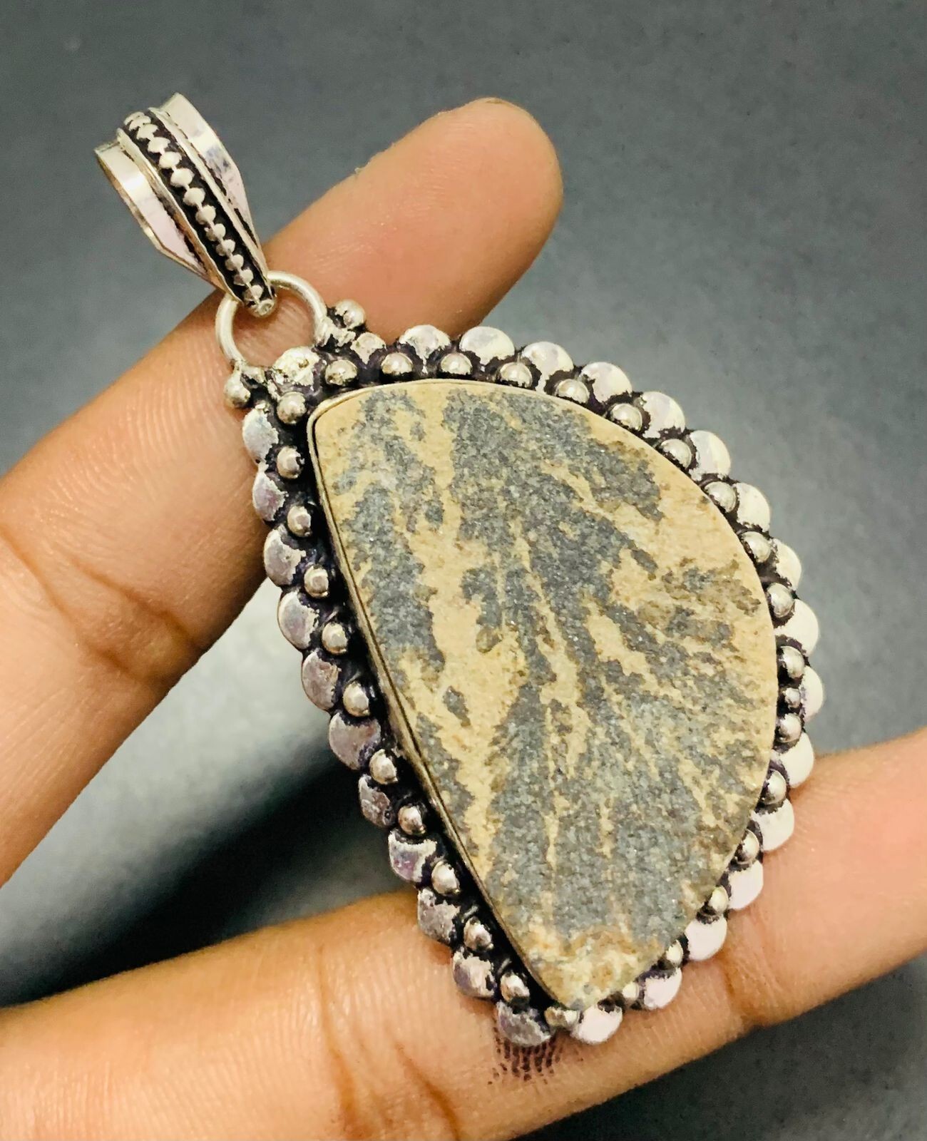 German Dendrite Gemstone 925 Sterling Silver Handmade Pendant Jewelry Gift For
