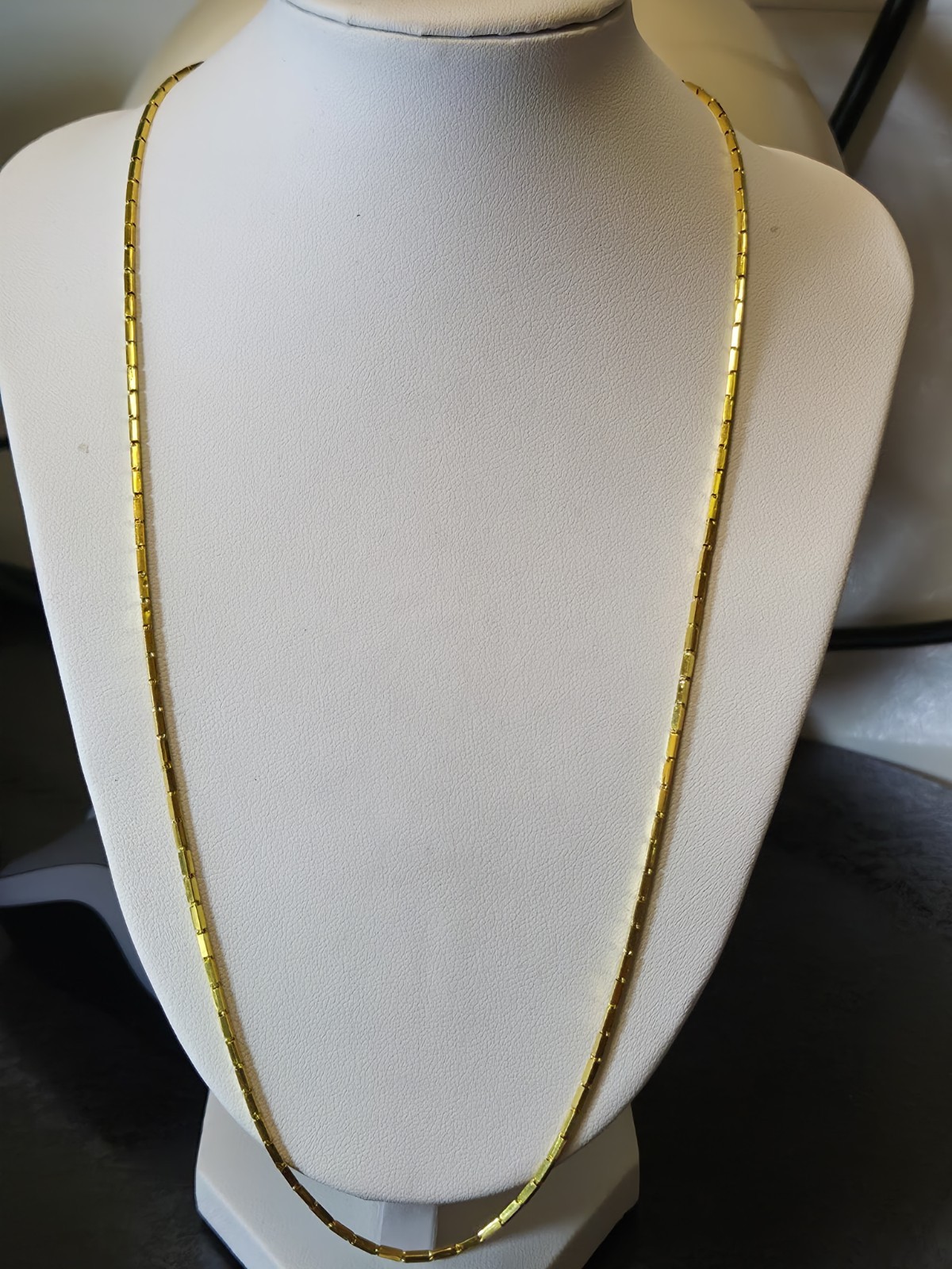 24k Yellow Gold Bar Link Chain Necklace 20.5″ 1.4mm
