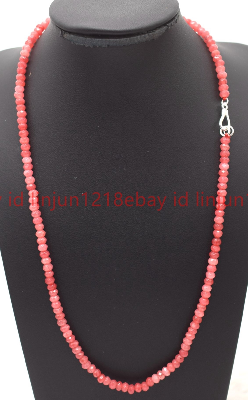 2x4mm Faceted Red Watermelon Tourmaline Rondelle Gemstone Bead Necklace 16-28in