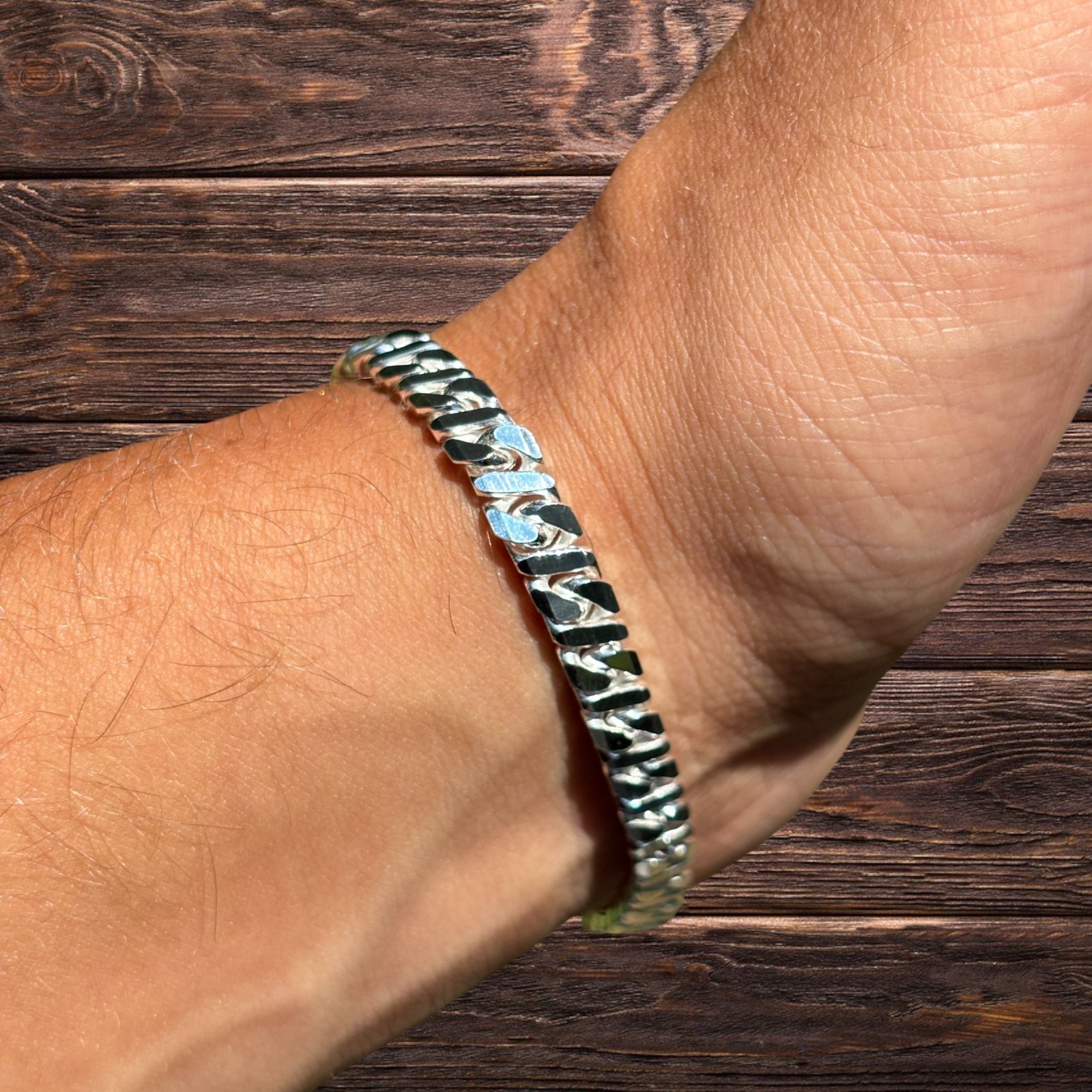 6mm Dollar Link Bracelet – Real Solid 925 Sterling Silver MADE IN ITALY