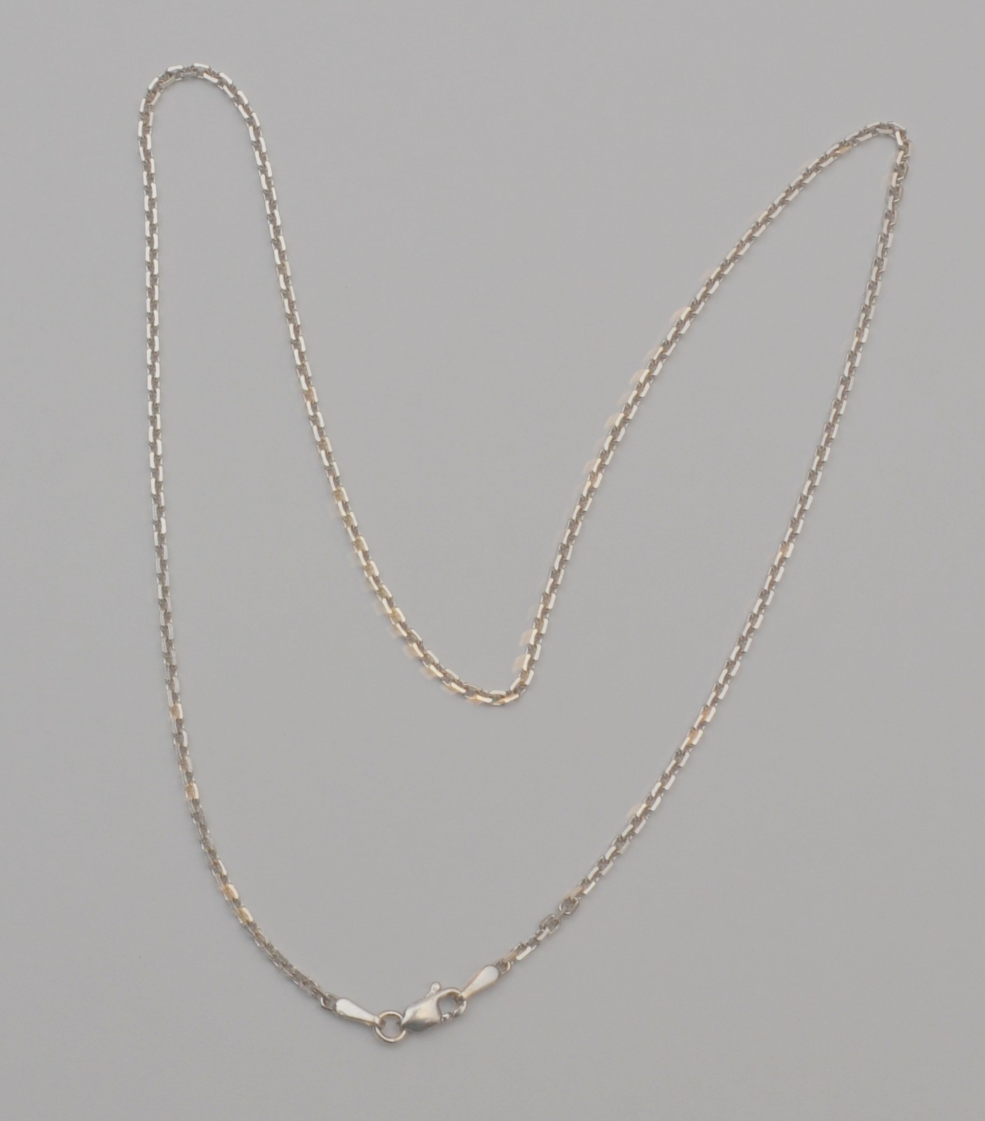 14K White Gold Oval Link Chain Necklace 16.25″ 1.8mm Lobster Clasp C8