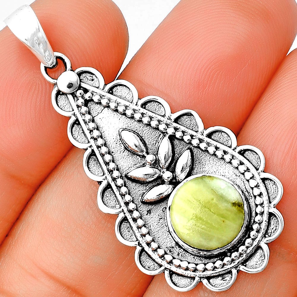 Natural Serpentine 925 Sterling Silver Pendant Jewelry P-1033