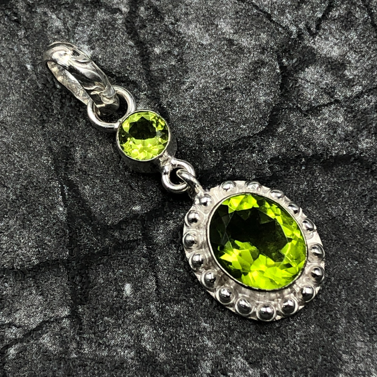 Natural Peridot Gemstone 925 Sterling Silver Jewelry Handcrafted Pendant 1.70″