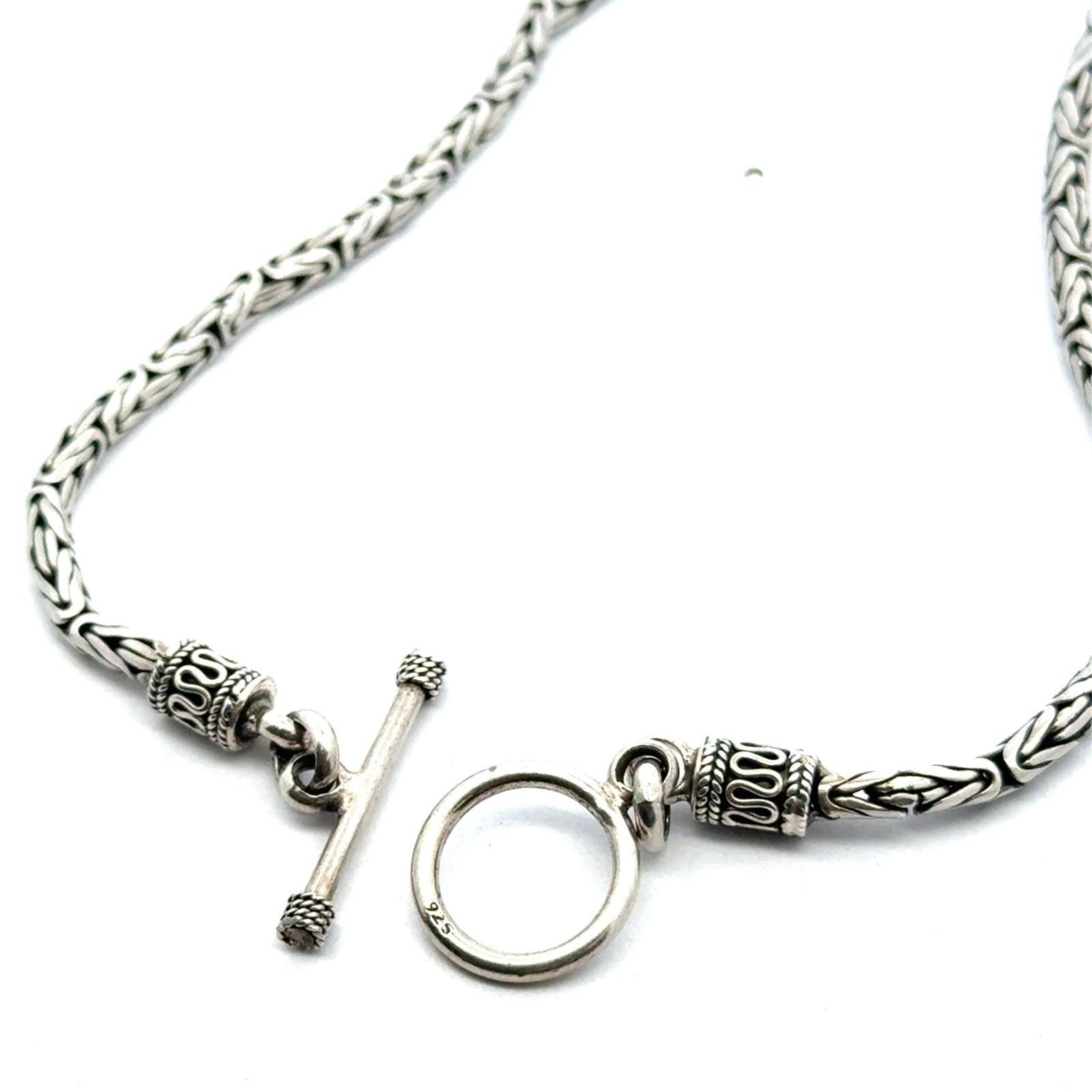 18”x3.3mm .925 Sterling Silver Byzantine Toggle Clasp Necklace, 27.2g