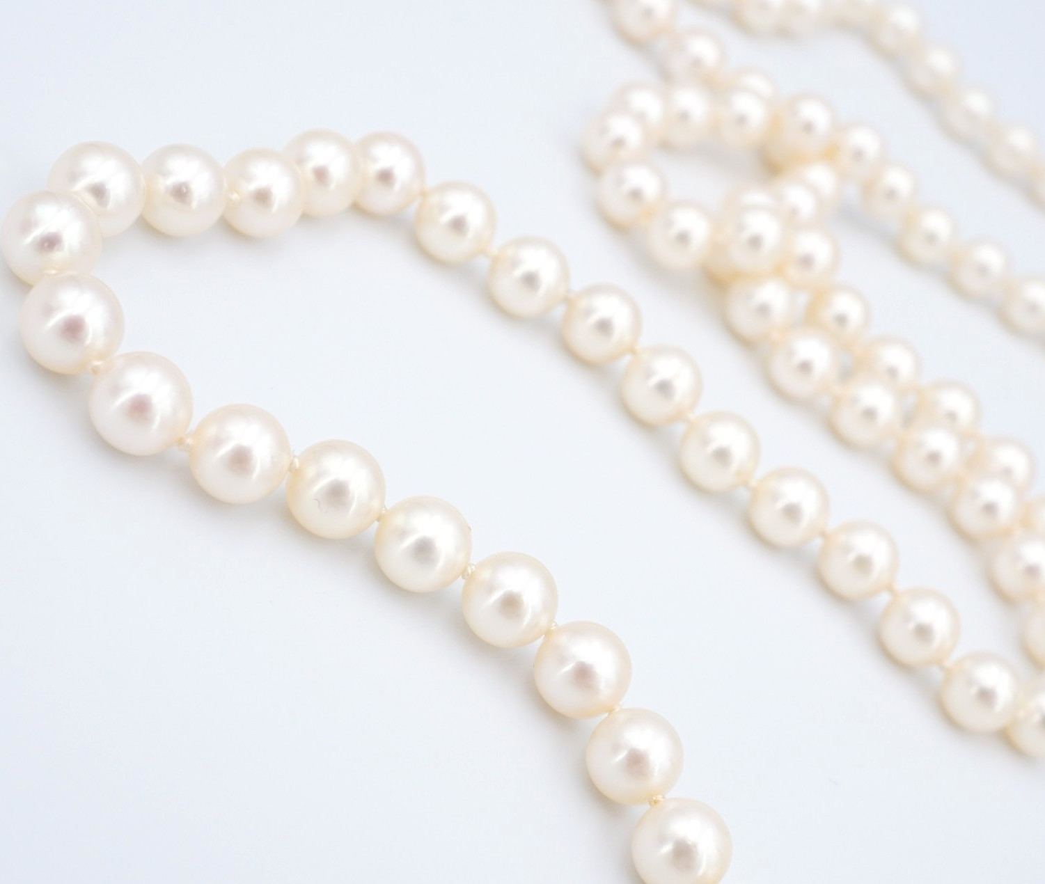 Gump’s Pearl Strand Necklace 14k Yellow Gold 30″ 6-6.5mm Opera Length NG1921