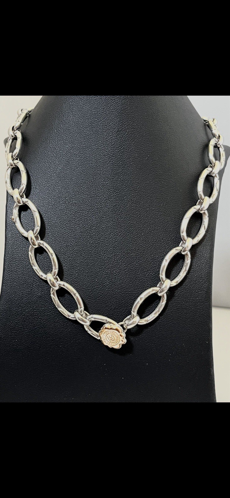 TACORI Sterling Silver 18k Rose Gold “Blushing Rose” Link Necklace Toggle Clasp