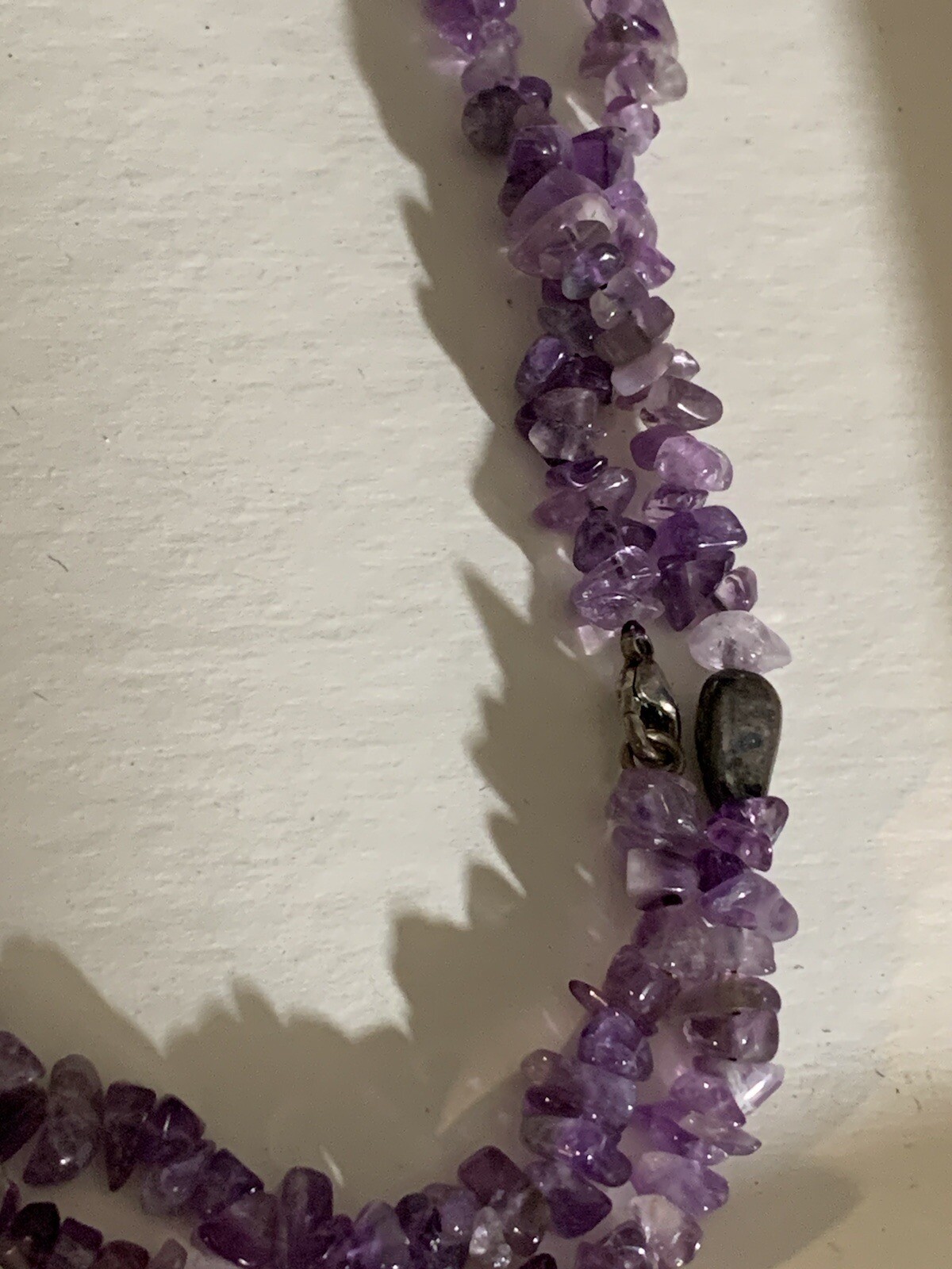 Amethyst Extra Long Sterling Clasp Necklace 36 In