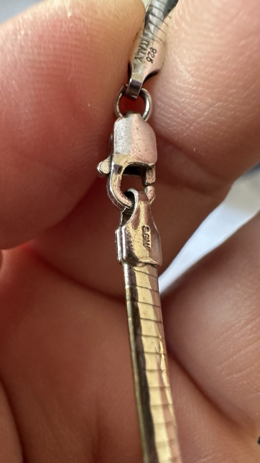 Classic one side Gold, one side silver Herringbone omega Necklace 925