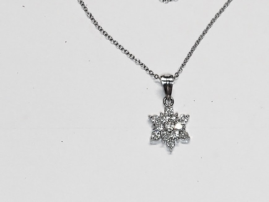 PLATINUM 0.50CT DIAMOND NECKLACE PENDANT 16″ adjustable