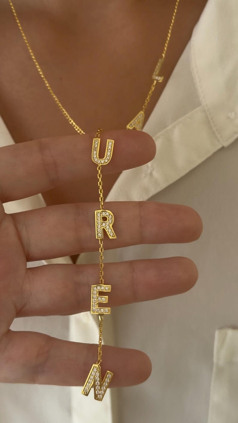 2 Ct Round Lab-Created Diamond Lariat Any Custom Necklace 14k Yellow Gold Plated