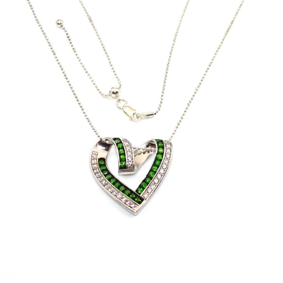 Sterling Silver Necklace Tsavorite Garnet Topaz Heart Bead Ball Disco Chain Adj