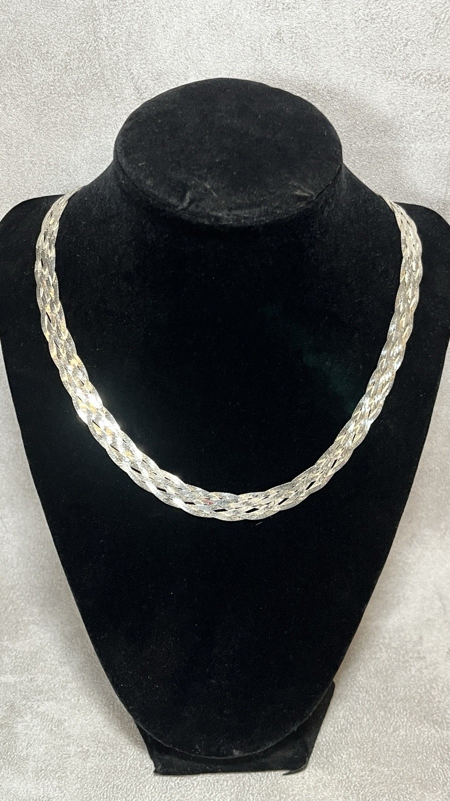 Vintage Wide Braid Italian 925 Sterling Silver Necklace 18”