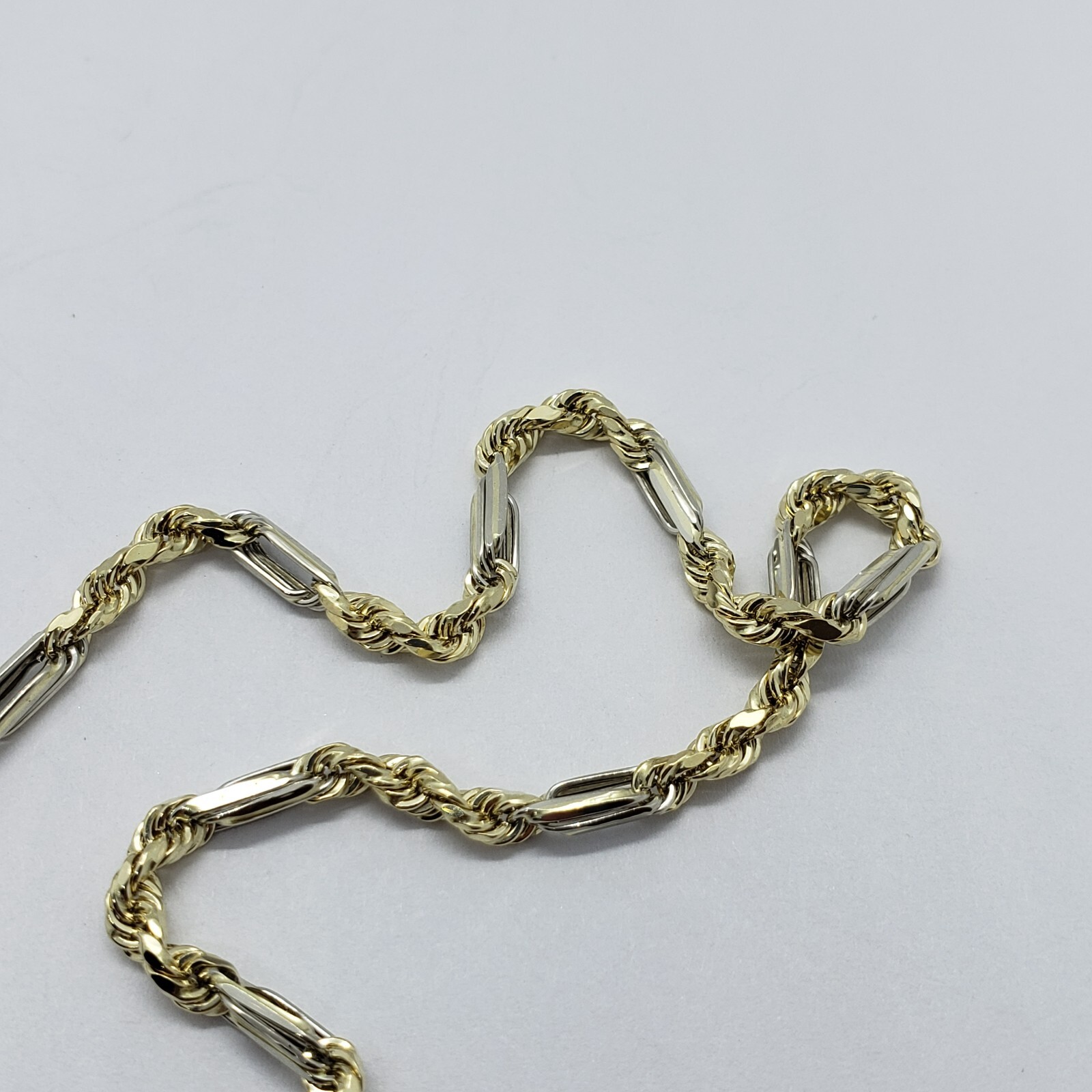 Authentic 14k Gold Two Tone Figarope Chain Necklace or bracelet 3mm-6mm 7″-30″