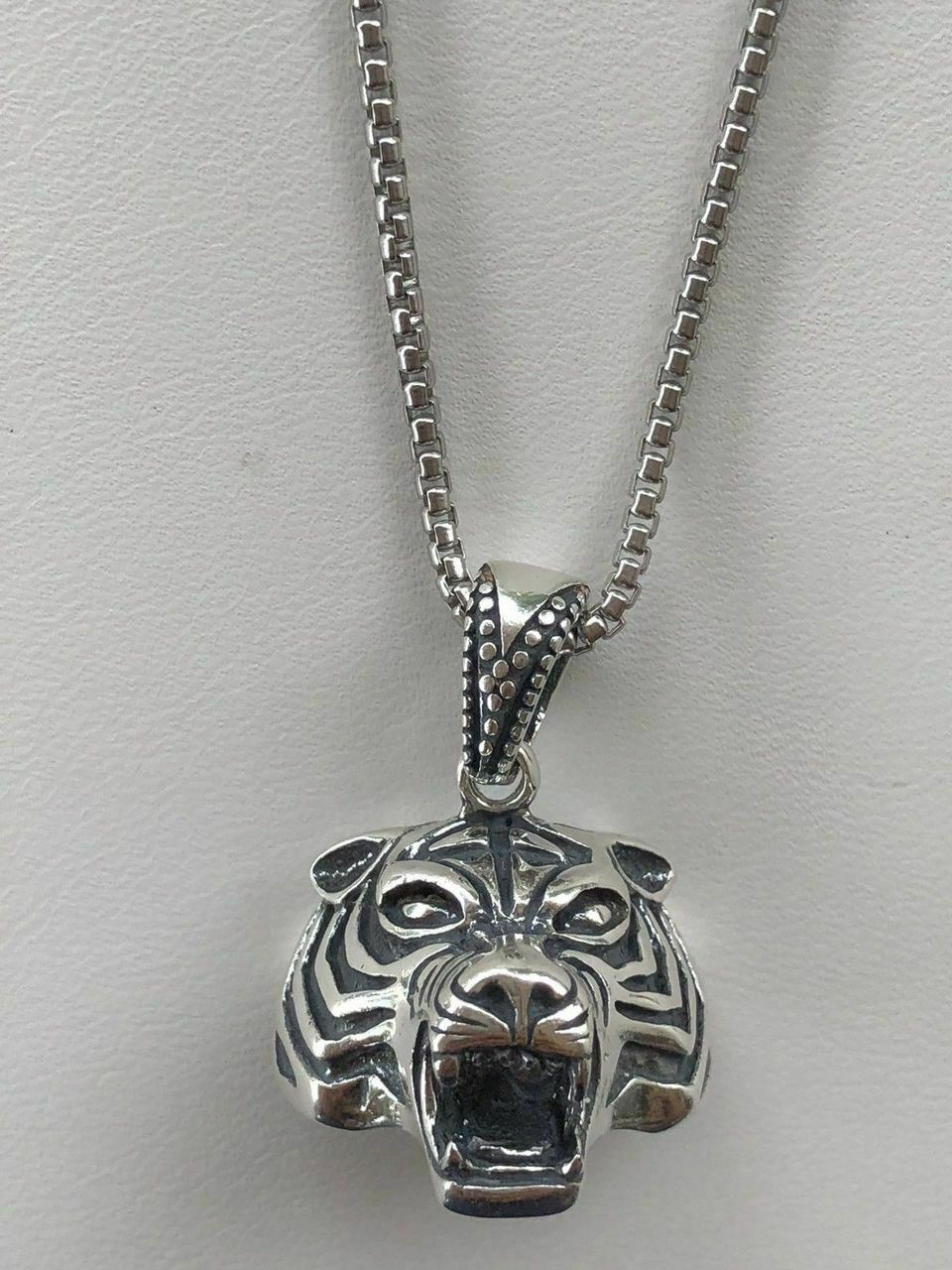 Solid 925 Sterling Silver 3D Tiger Cheetah Women’s Men’s Pendant
