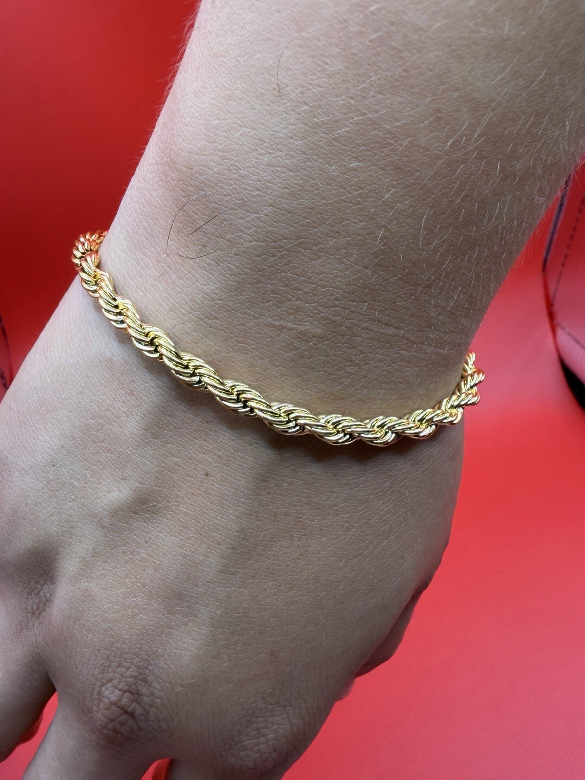 Aurora Vale 18K Yellow Gold Rope Chain Necklace 20in 5mm Lobster Clasp