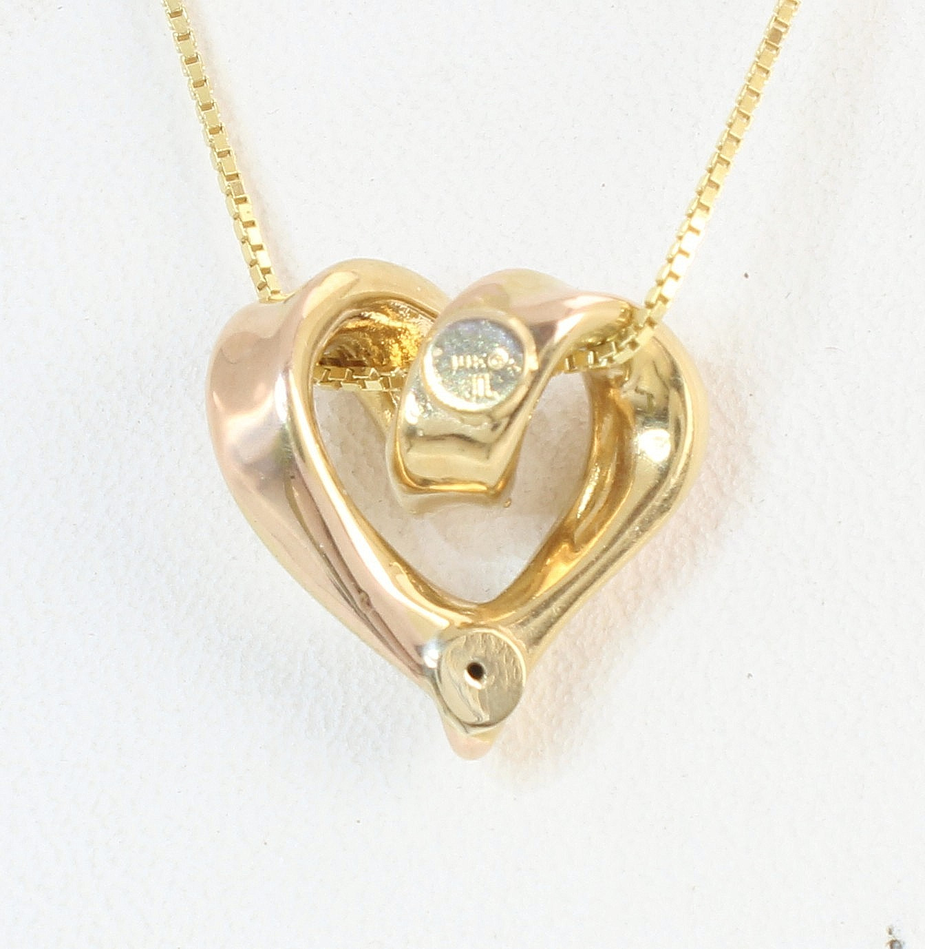 14k Solid Gold Designer Hollow Heart Charm Pendant Necklace 18″ Box Chain