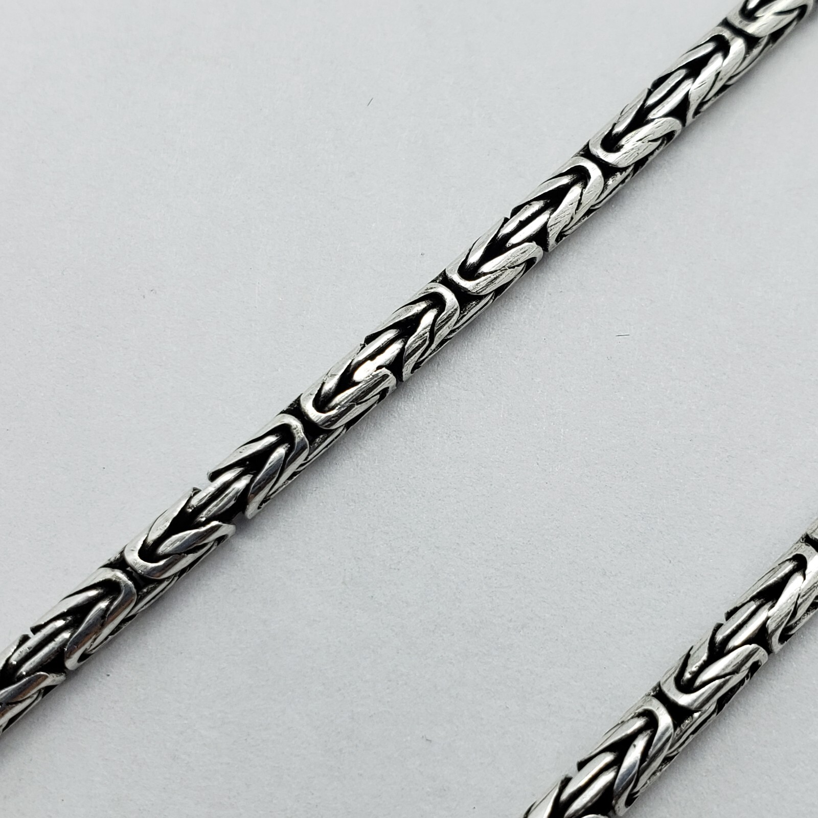 2.5mm Sterling Silver Round BYZANTINE Chain Necklace Bracelet Antiqued Finish