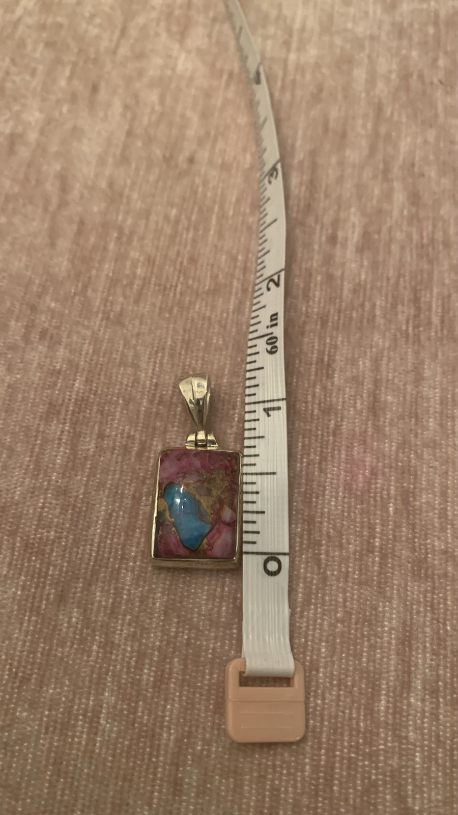 Gemstone 925 Silver Pendent Composite Purple and Pink Oyster Turquoise