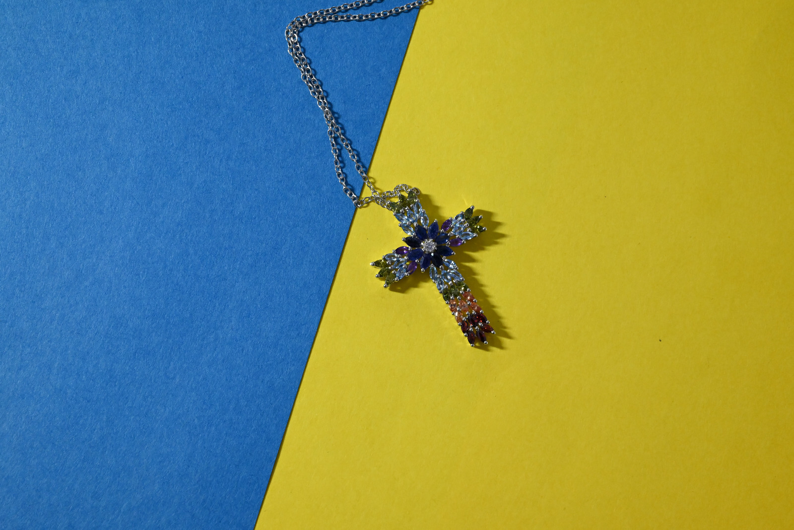 Cross Pendant Multi Gemstone Marquise Cut Gemstone Gift For All Occasions