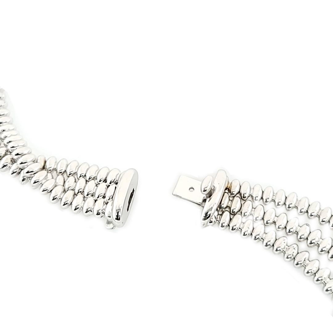 Chiampesan 18K White Gold Three-Row Diamond Collar Necklace