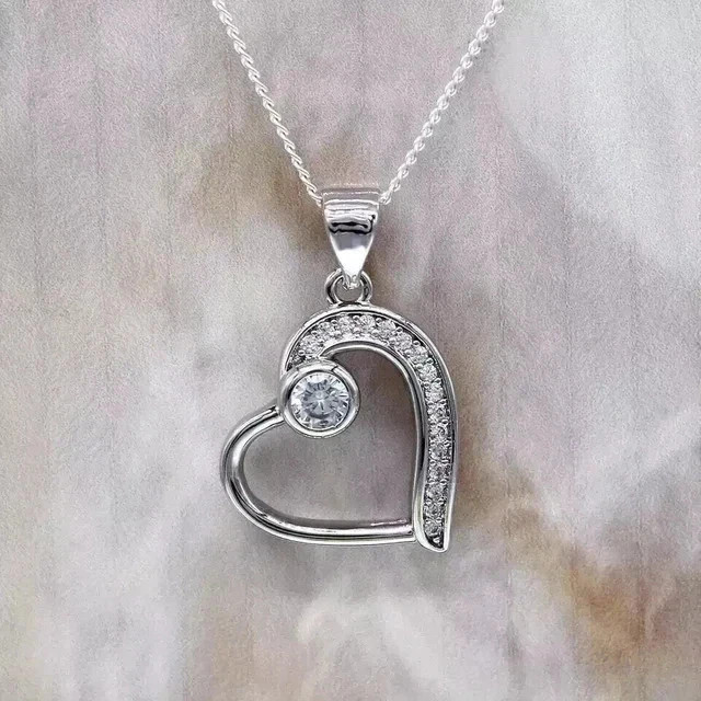 1.50CT Round Cut White Moissanite Women’s Fancy Pendant 14K White Gold Plated