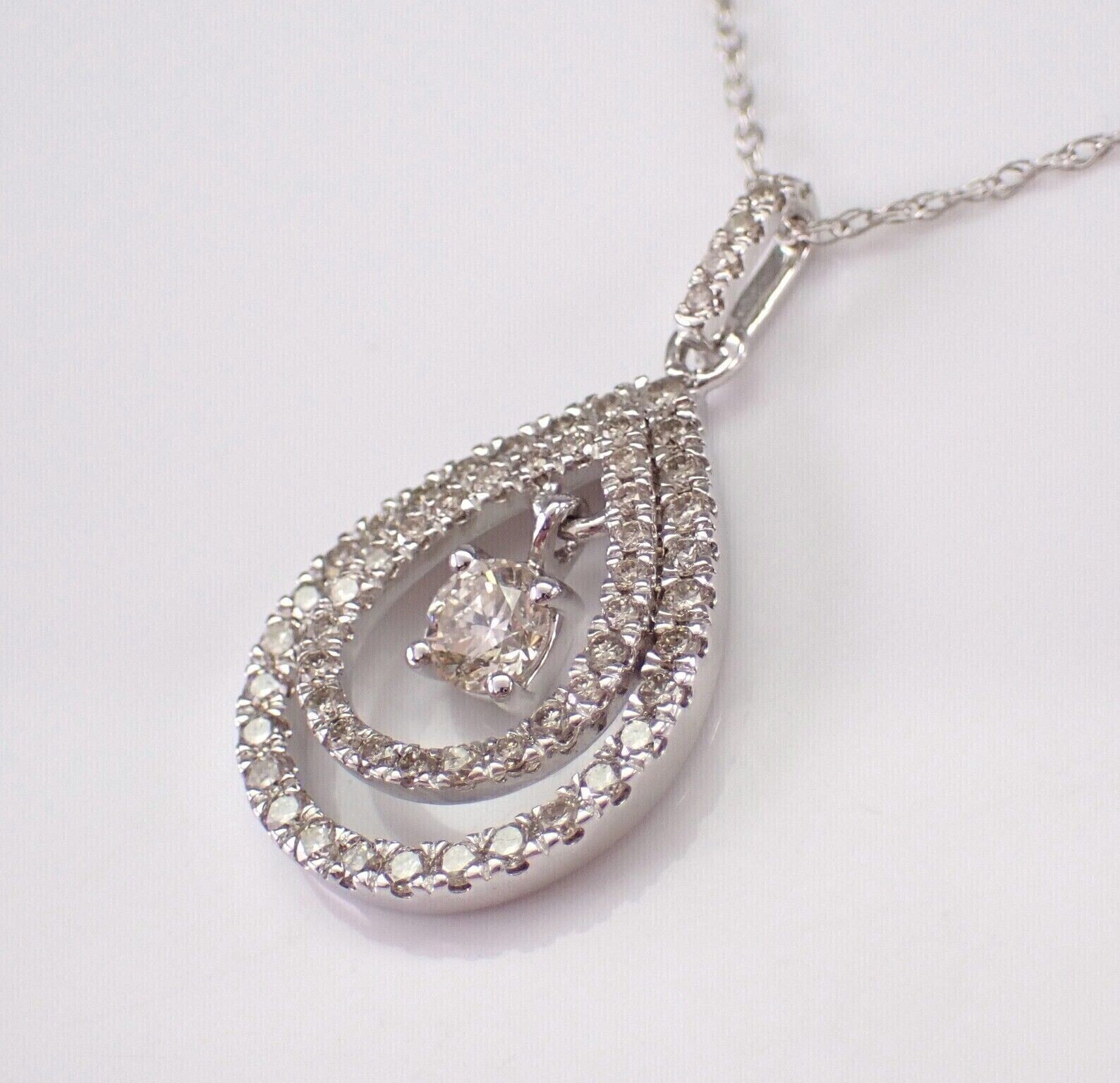 1.00Ct Round Cut Lab Created Teardrop Pendant Necklace 14K White Gold Plated