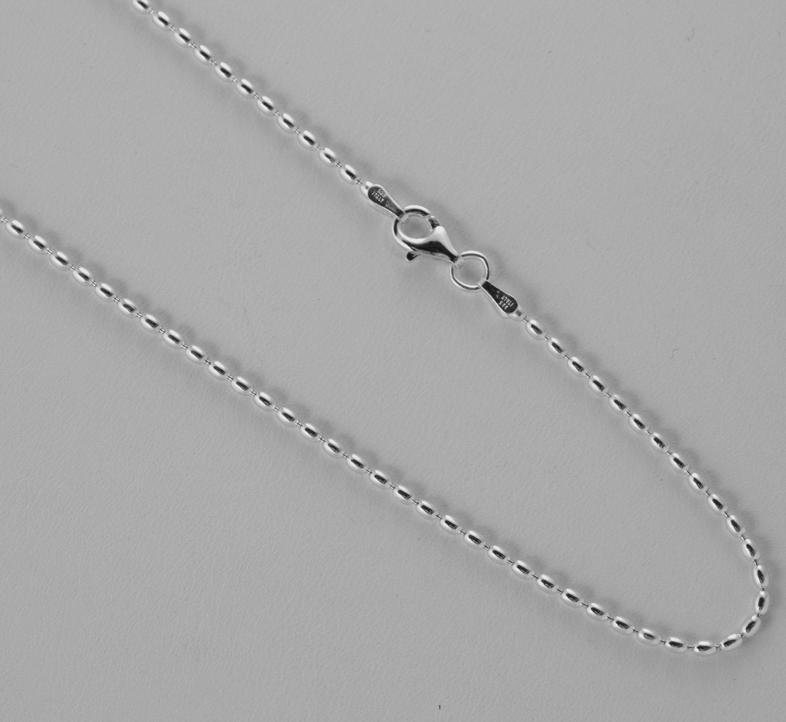 Rice Bead 1.8 by 3mm Sterling Silver Italian Chain 7,8,9,10,11,16,18,20,22,24,30