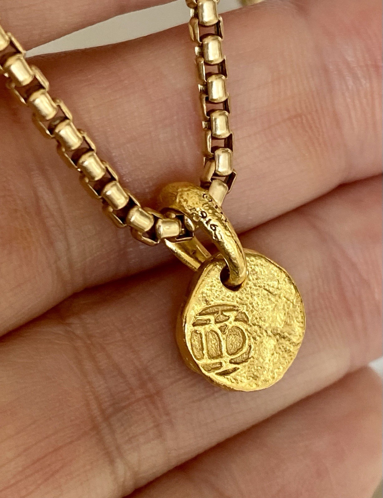 David Yurman 22K/18K Gold Shipwreck Pendant Necklace 2.7mm 24” Excellent $7000