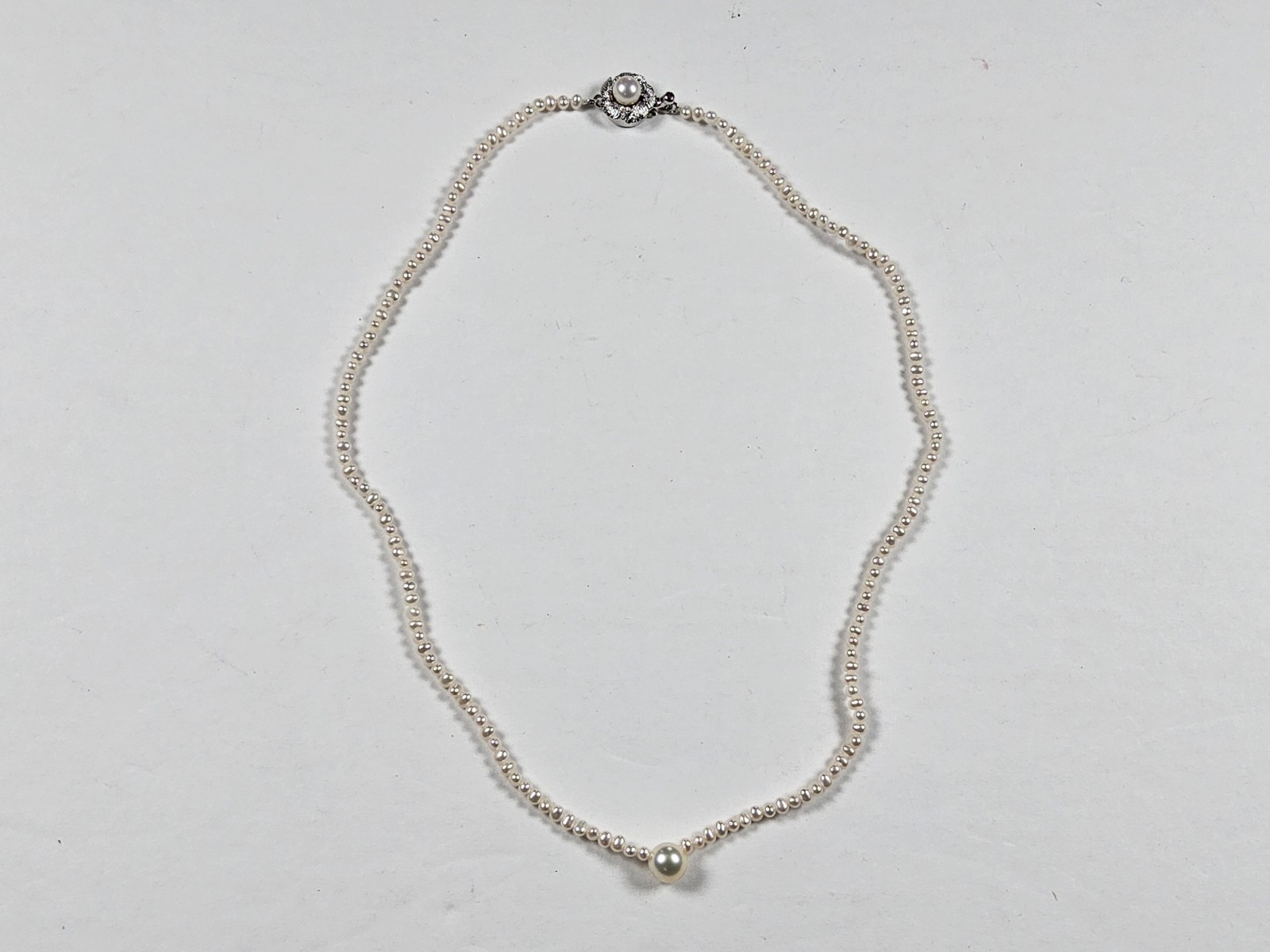 Dainty Seed Pearl With Pearl Pendant Ivory Necklace