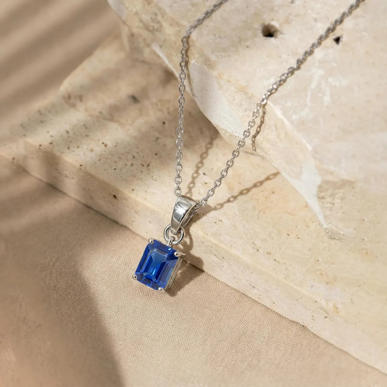 4.00 Ct Emerald Cut Natural Sapphire Diamond Gorgeous Pendant 14K White Gold