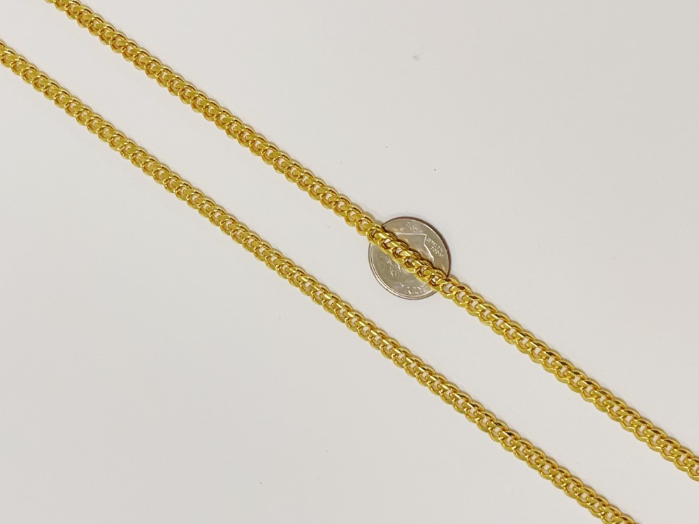 18K Yellow Gold 4mm Solid Curb Miami Cuban Chain Link Mens Womens Necklace 20″